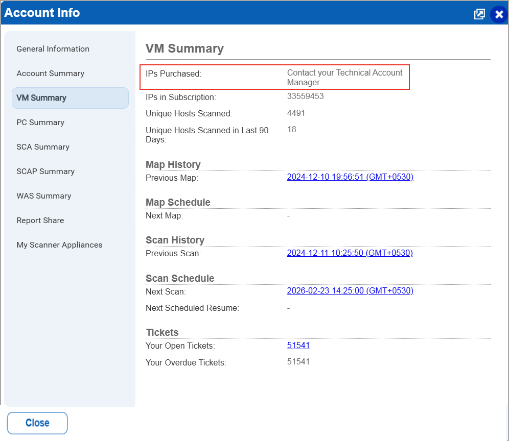 Subscription for unlimited IP shows Contact TAM.